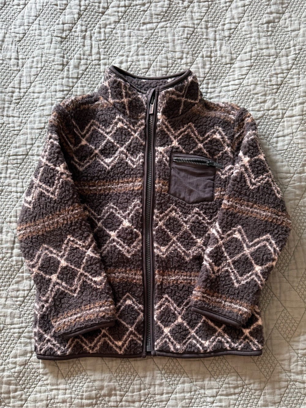 Old Navy Brown and Cream Sherpa Jacket 4T
